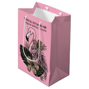 Benutzerdefinierter Text rosa Flamingo Mittlere Geschenktüte