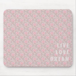 Benutzerdefinierter Text Rosa Rose und Leaf-Maus-P Mousepad
