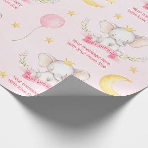 Benutzerdefinierter Text Rosa Wasserfarbe Elefant  Geschenkpapier