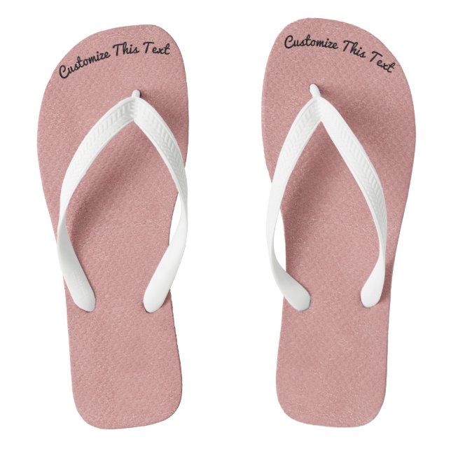 Benutzerdefinierter Text / Rose Gold Blush Sequenz Flip Flops (Fußbett)