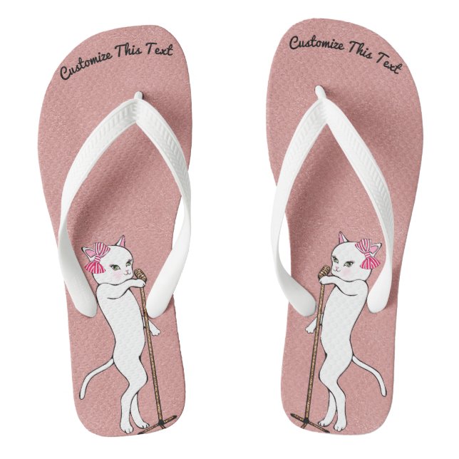 Benutzerdefinierter Text / Rose Gold Glitzer Vinta Flip Flops (Fußbett)