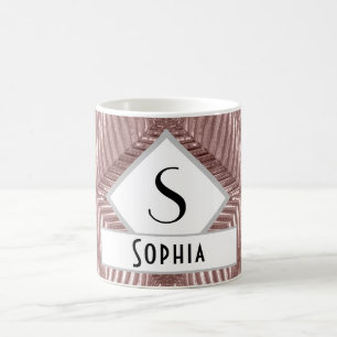 Benutzerdefinierter Text/ Roségold Art Deco Metall Kaffeetasse