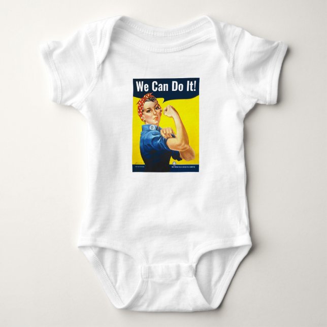 Benutzerdefinierter Text, Rosie the Riveter "We Ca Baby Strampler (Vorderseite)
