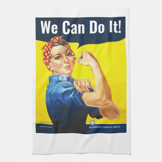 Benutzerdefinierter Text, Rosie the Riveter "We Ca Geschirrtuch (Vertikal)