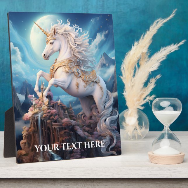 Benutzerdefinierter Text Schönes Einhorn Fotoplatte (Seite)