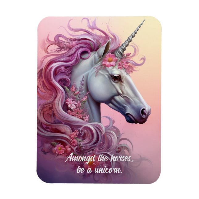 Benutzerdefinierter Text Schönes Einhorn Magnet (Vertikal)