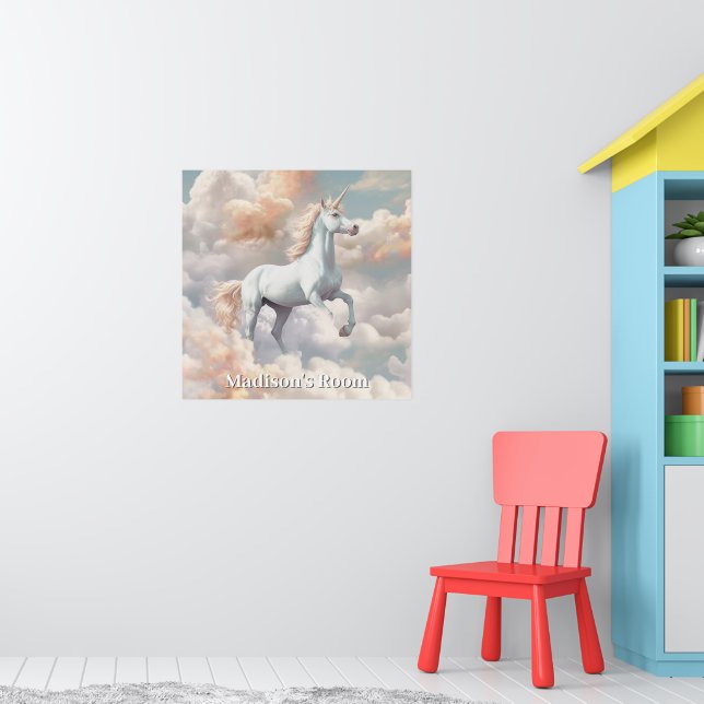 Benutzerdefinierter Text Schönes Einhorn Poster (Kinderzimmer 1)