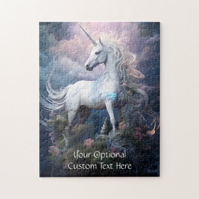 Benutzerdefinierter Text Schönes Einhorn Puzzle (Vertikal)