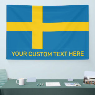 Benutzerdefinierter Text Schwedische Flagge Banner