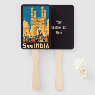 Benutzerdefinierter Text "See India" Vintage Trave Fächer