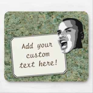 Benutzerdefinierter Text-Shout auf grüner Rock Tex Mousepad