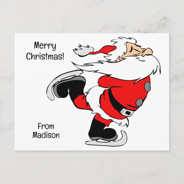 Benutzerdefinierter Text Skaten Santa Feiertagspostkarte (Vorderseite)