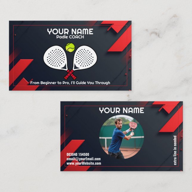 🎾Benutzerdefinierter Text, Smash & Serve Benutzer Visitenkarte (Vorne/Hinten)