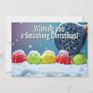 🎾🎄Benutzerdefinierter Text, Snow Court Smash Feiertagskarte