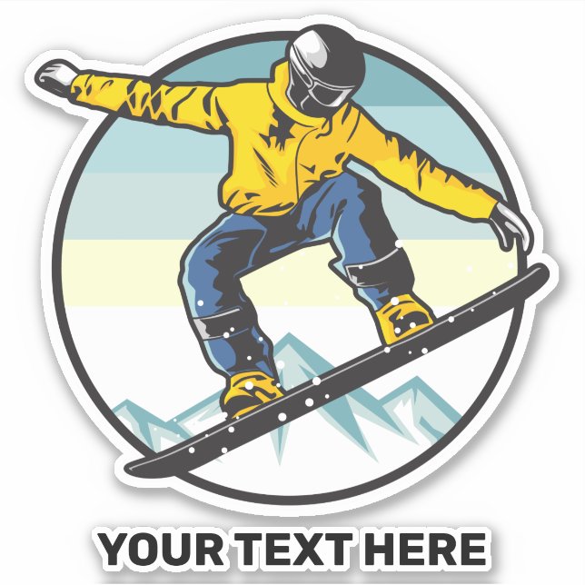 Benutzerdefinierter Text-SNOWBOARDER Aufkleber (Vorderseite)
