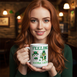 Benutzerdefinierter Text St. Patrick's Day Frosch Kaffeetasse