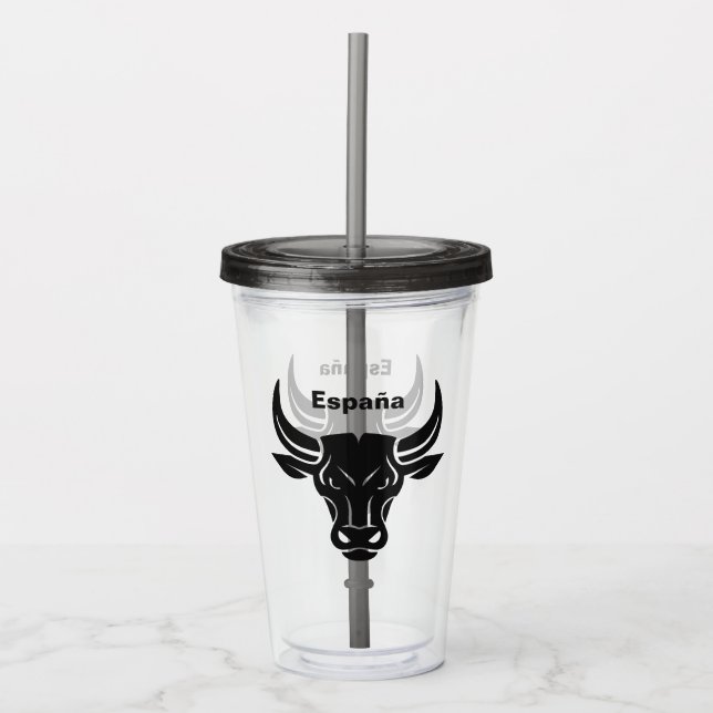 Benutzerdefinierter Text Stilisierte Bull-Tumbler Acryltrinkbecher (Vorderseite)