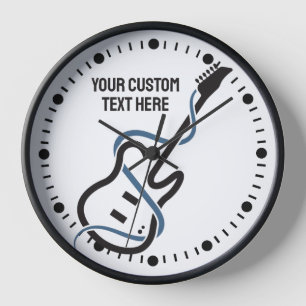 Benutzerdefinierter Text Stilisierte Gitarre Uhr
