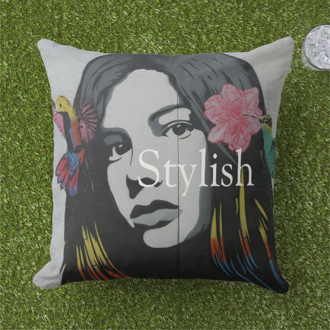 Benutzerdefinierter Text Stilvolle grafische Aquar Kissen (Gras)