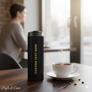 Benutzerdefinierter Text Stylisch Klassisch Schwar Thermosbecher