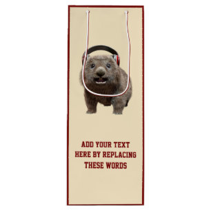 Benutzerdefinierter Text Süße Wombat-Kopfhörer Geschenktüte Für Weinflaschen