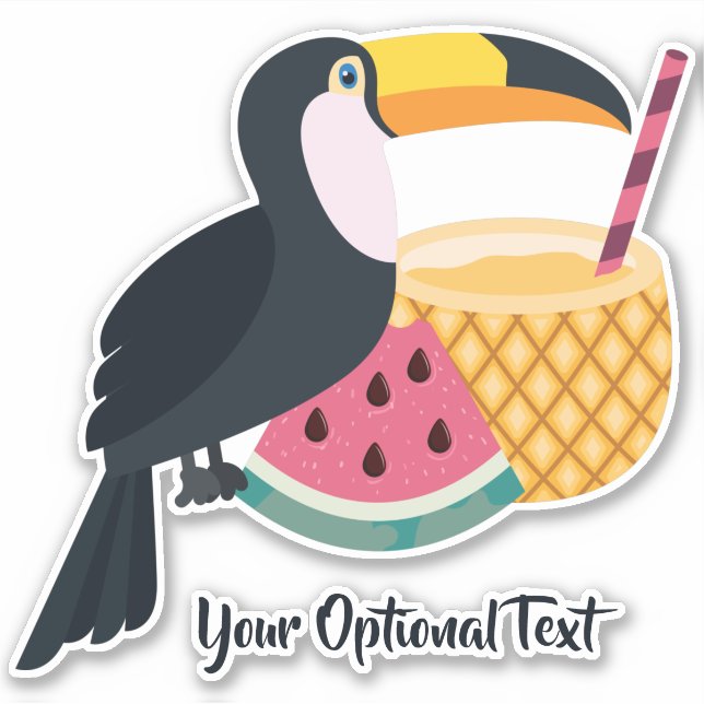 Benutzerdefinierter Text Toucan Illustration Aufkleber (Vorderseite)
