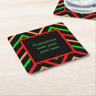 Benutzerdefinierter Text Trendy Chevron Rechteckiger Pappuntersetzer