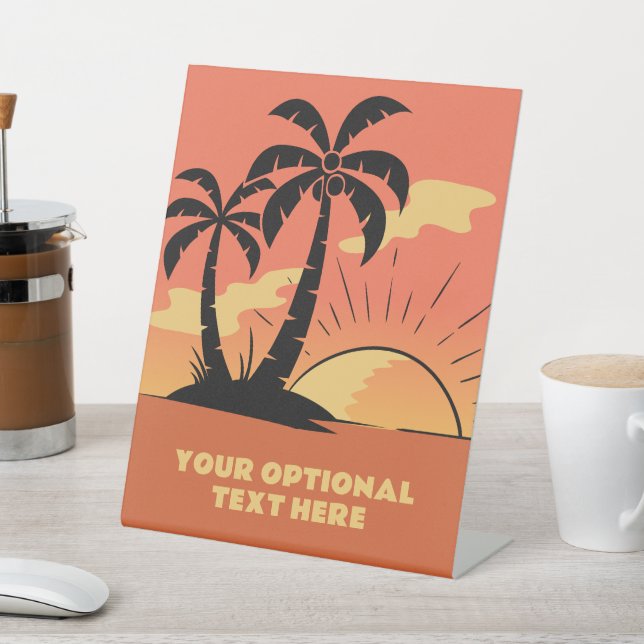 Benutzerdefinierter Text Tropeninsel Sonnenset Sockelschild (In SItu)