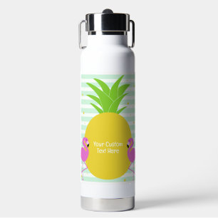 Benutzerdefinierter Text tropischer Flamingos Trinkflasche