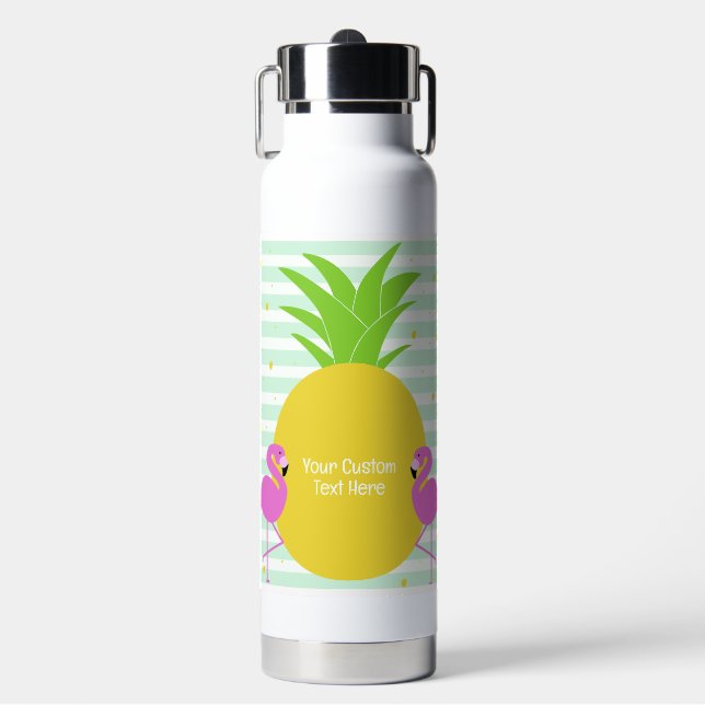 Benutzerdefinierter Text tropischer Flamingos Trinkflasche (Vorderseite)