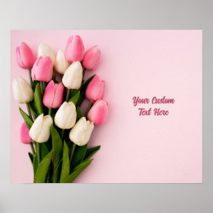 Benutzerdefinierter Text Tulpen auf Rosa Poster