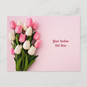 Benutzerdefinierter Text Tulpen auf Rosa Postkarte