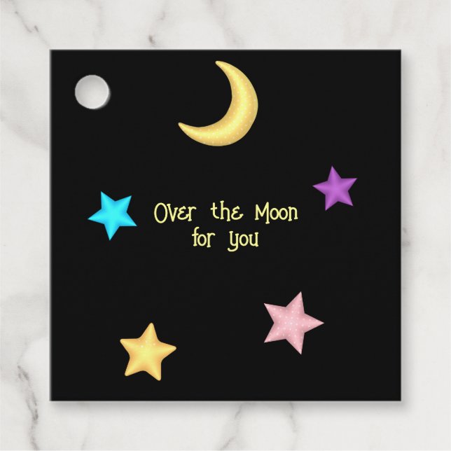 Benutzerdefinierter Text über Mond und Sternen Geschenkanhänger (Vorderseite)