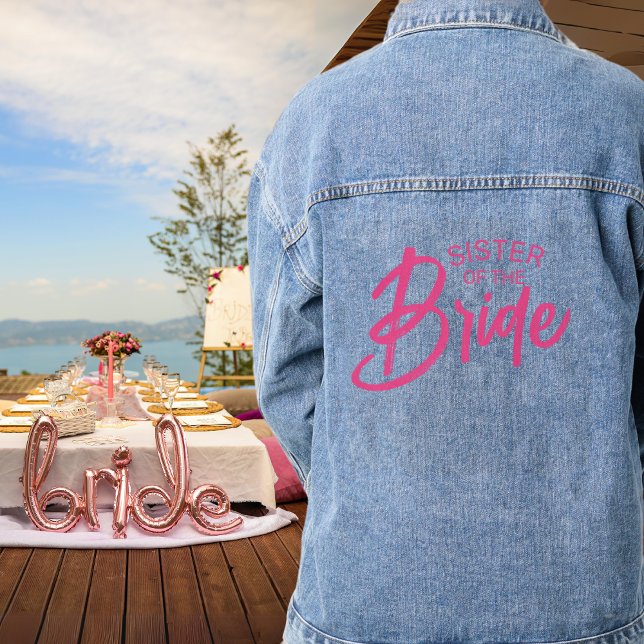 Benutzerdefinierter Text überbrücken Jeansjacke (Perfect for Bachelorette parties, easily customize the text by clicking "Personalize this Template".)