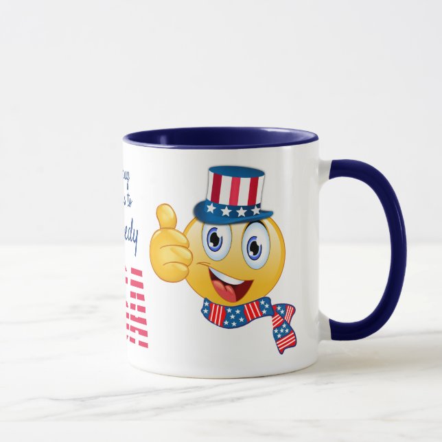 Benutzerdefinierter Text Uncle Sam Emoji mit Hut u Tasse (Rechts)