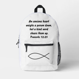 Benutzerdefinierter Text und Christliche Fischspri Bedruckter Rucksack