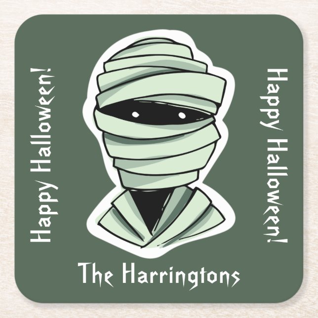 Benutzerdefinierter Text und Farbe 2/4 Halloween-K Rechteckiger Pappuntersetzer (Vorderseite)