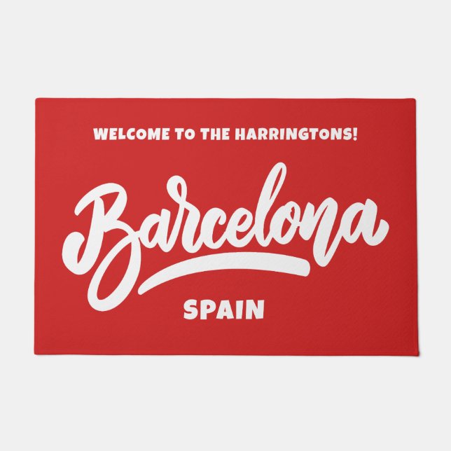 Benutzerdefinierter Text und Farbe Barcelona Fußmatte (Vorderseite)