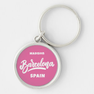 Benutzerdefinierter Text und Farbe Barcelona Schlüsselanhänger