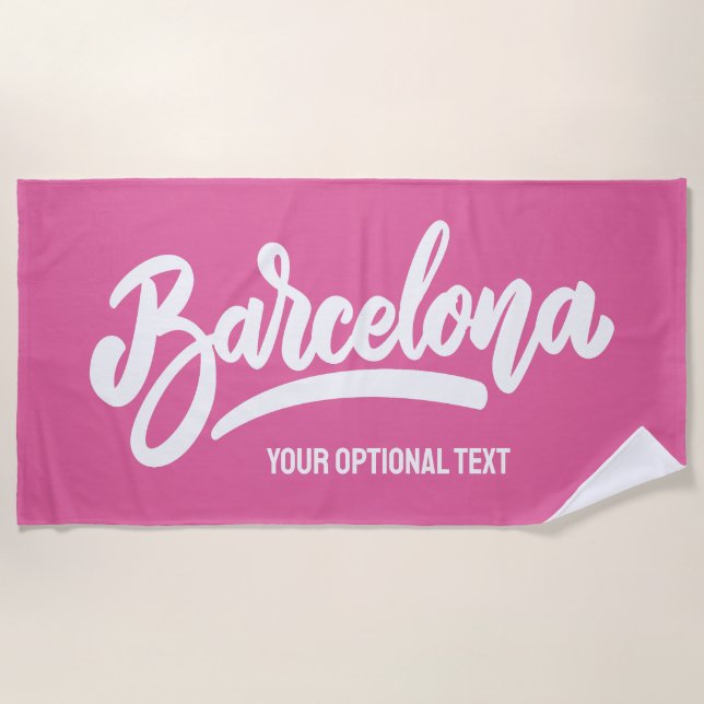 Benutzerdefinierter Text und Farbe Barcelona Strandtuch (Vorderseite)