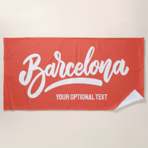 Benutzerdefinierter Text und Farbe Barcelona Strandtuch