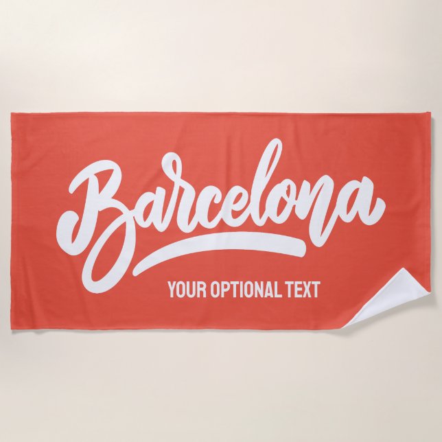 Benutzerdefinierter Text und Farbe Barcelona Strandtuch (Vorderseite)