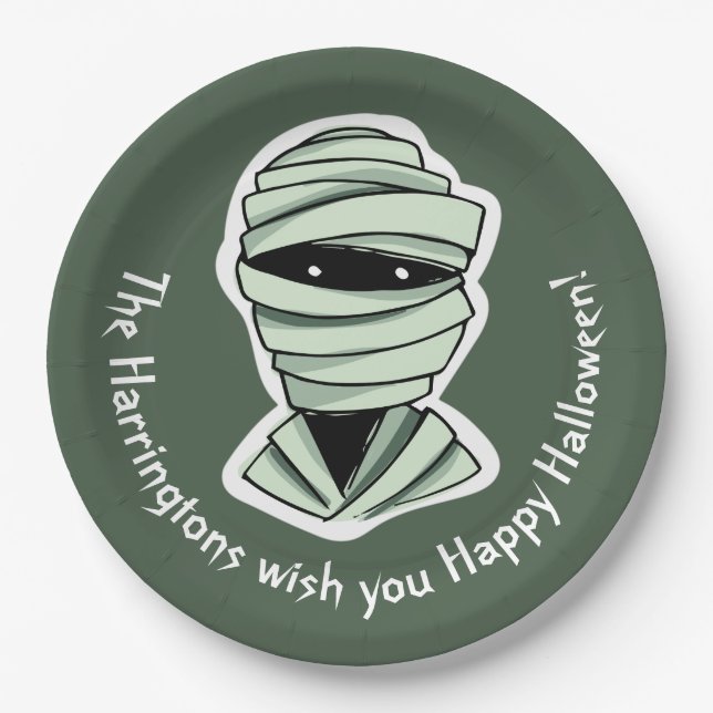 Benutzerdefinierter Text und Farbe Halloween Kreat Pappteller (Vorderseite)