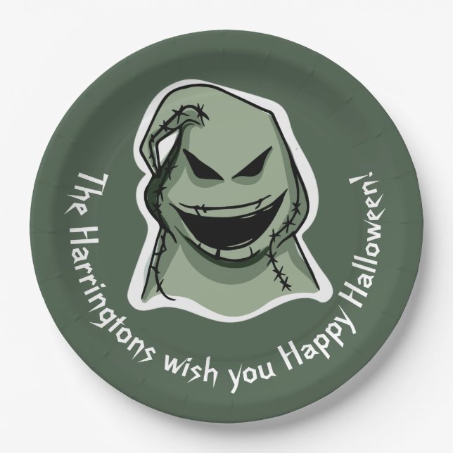 Benutzerdefinierter Text und Farbe Halloween Kreat Pappteller (Vorderseite)