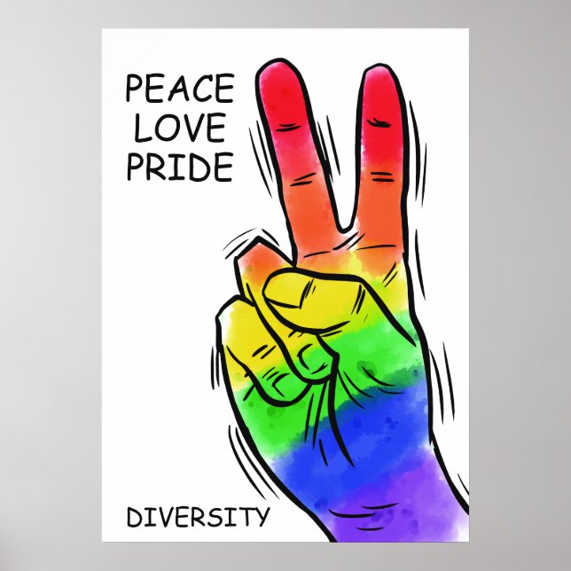 Benutzerdefinierter Text und Farbe Rainbow Peace P Poster (Vorne)