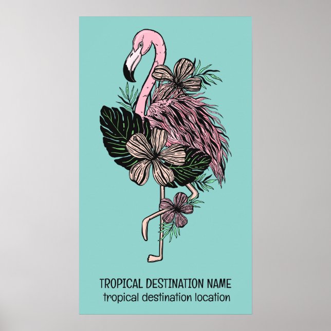 Benutzerdefinierter Text- und Farbrosa Flamingo Poster (Vorne)