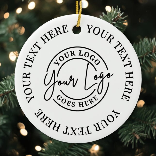 Benutzerdefinierter Text und Firmenlogo Keramik Ornament (Custom Text And Business Logo Ceramic Ornament )