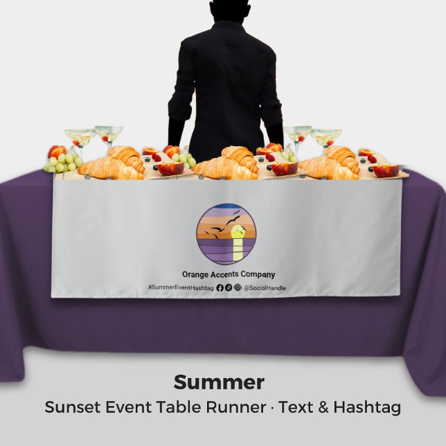 Benutzerdefinierter Text und Hashtag ・ Sonnenunter Wandteppich (Custom Text & Hashtag · Sunset Event Table Cloth Tapestry)