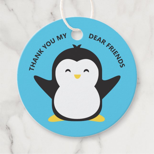 Benutzerdefinierter Text und niedlicher Pinguin fü Geschenkanhänger (Vorderseite)