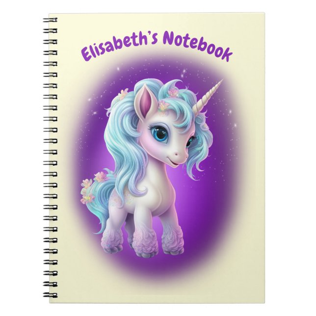 Benutzerdefinierter Text Unicorn-Notebook Notizblock (Vorderseite)
